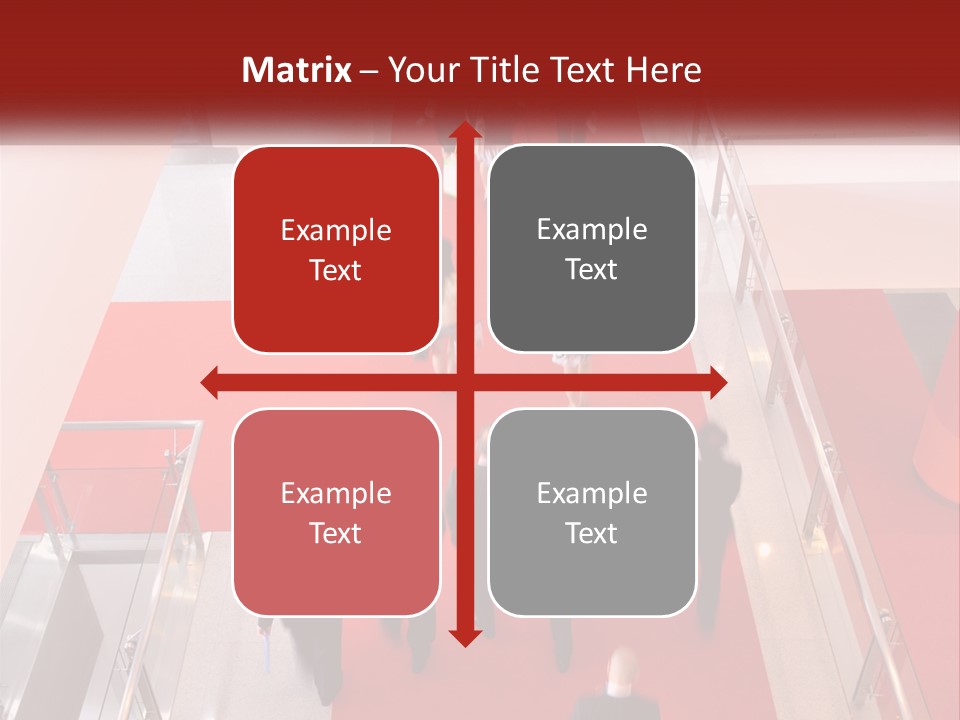 A Group Of People Walking Down A Red Carpeted Hallway PowerPoint Template