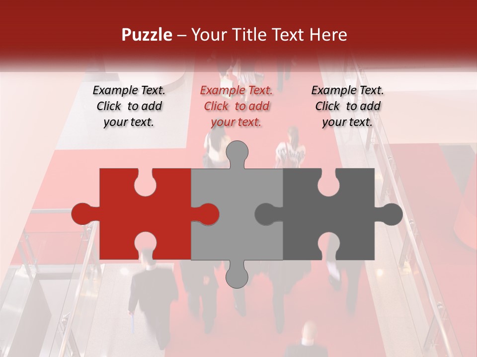 A Group Of People Walking Down A Red Carpeted Hallway PowerPoint Template
