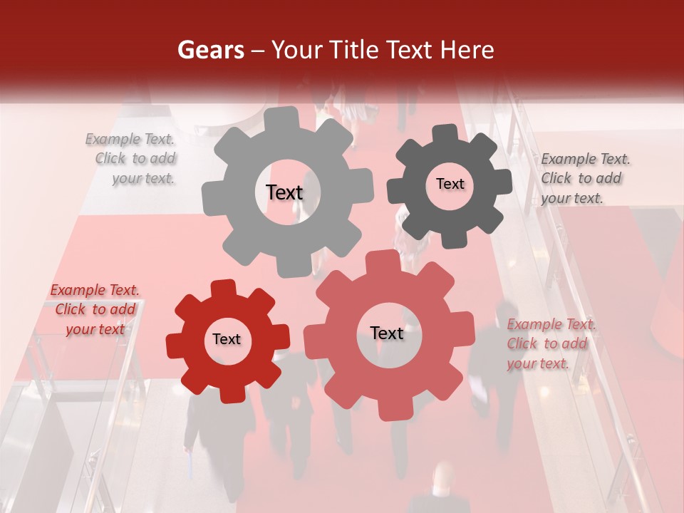 A Group Of People Walking Down A Red Carpeted Hallway PowerPoint Template