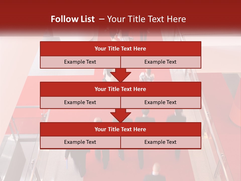 A Group Of People Walking Down A Red Carpeted Hallway PowerPoint Template