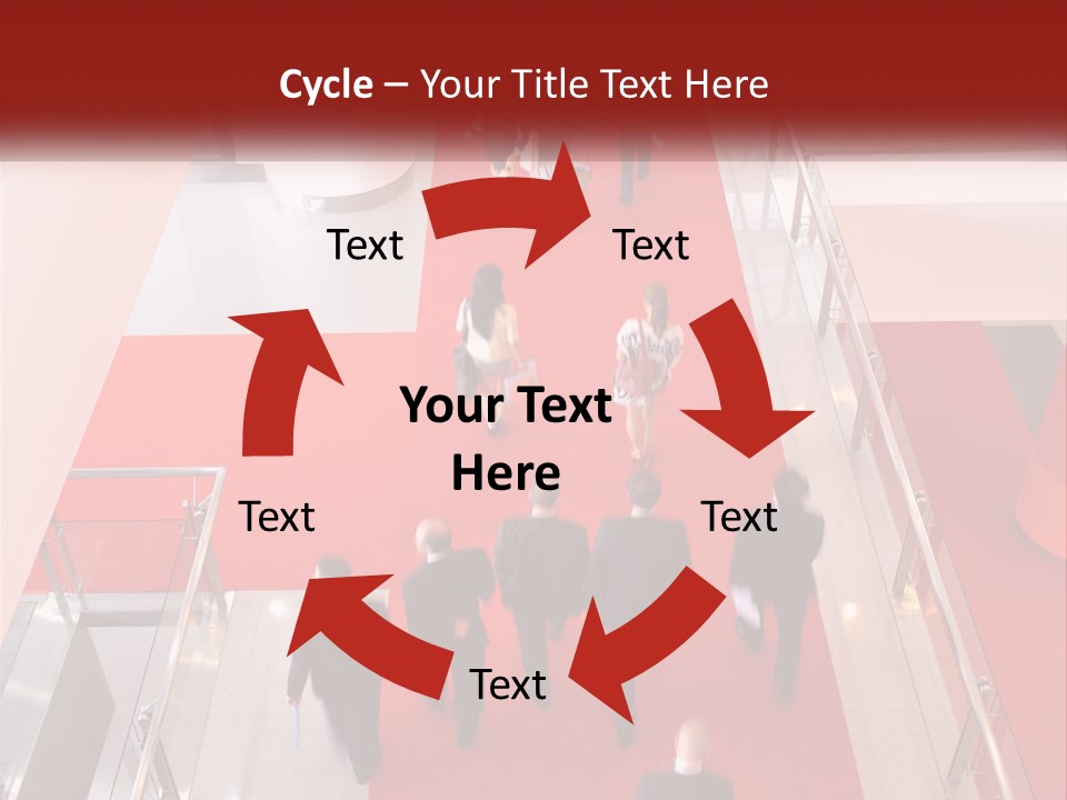 A Group Of People Walking Down A Red Carpeted Hallway PowerPoint Template