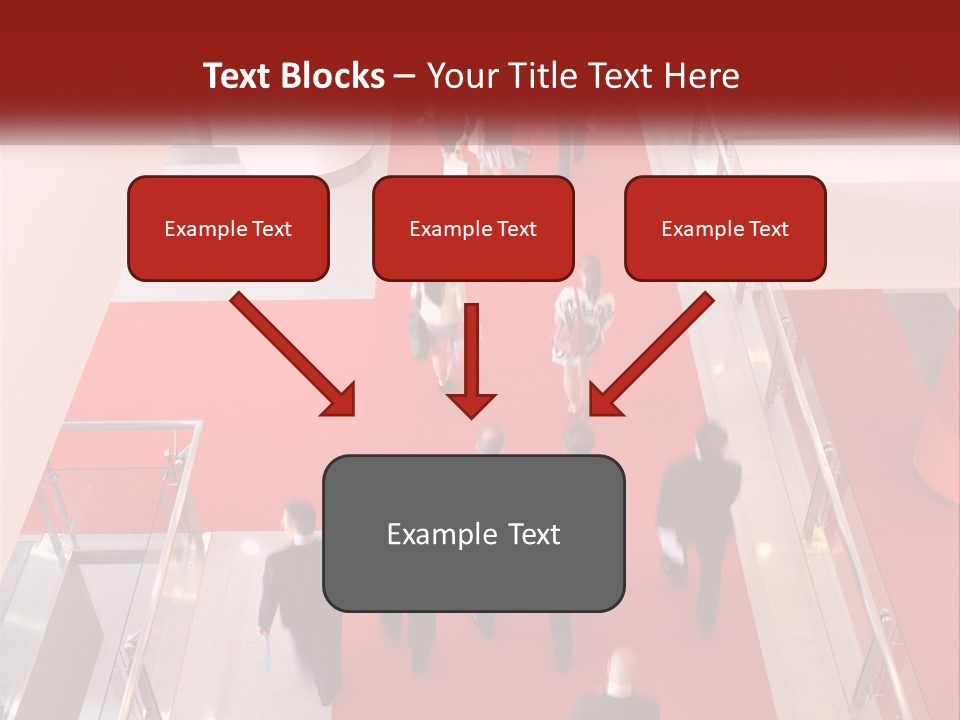 A Group Of People Walking Down A Red Carpeted Hallway PowerPoint Template