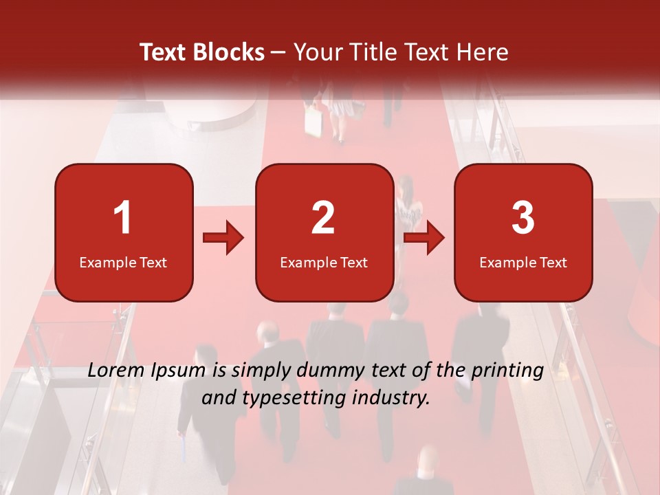 A Group Of People Walking Down A Red Carpeted Hallway PowerPoint Template