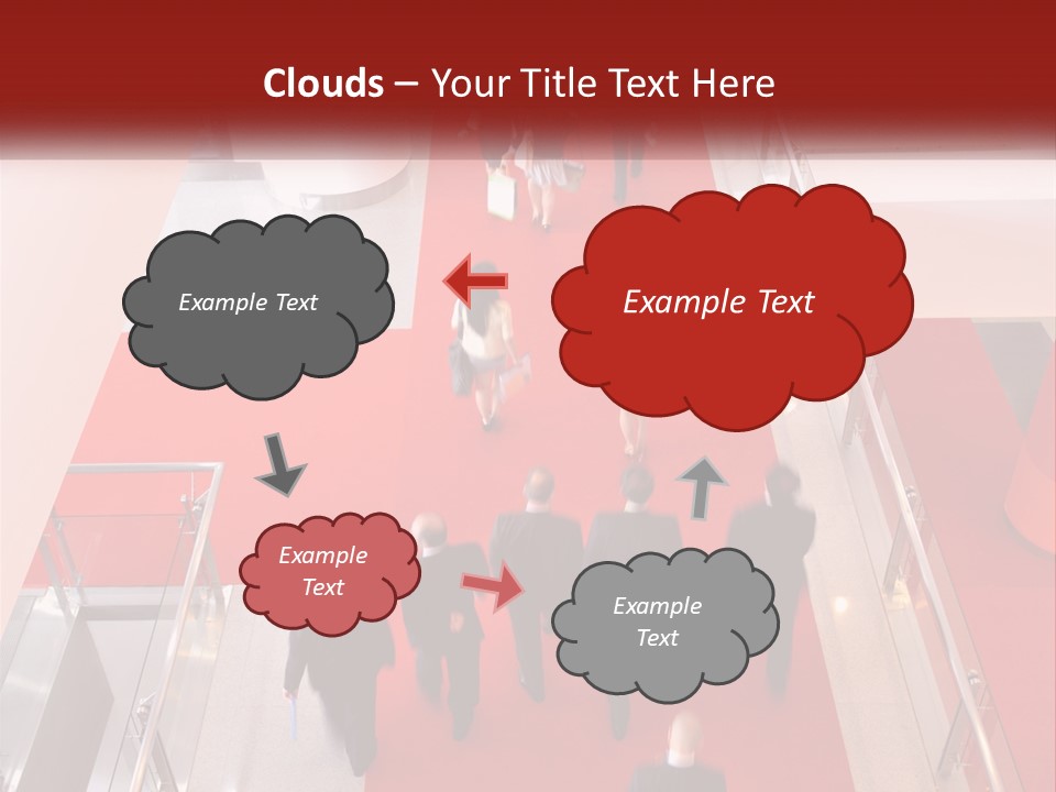 A Group Of People Walking Down A Red Carpeted Hallway PowerPoint Template