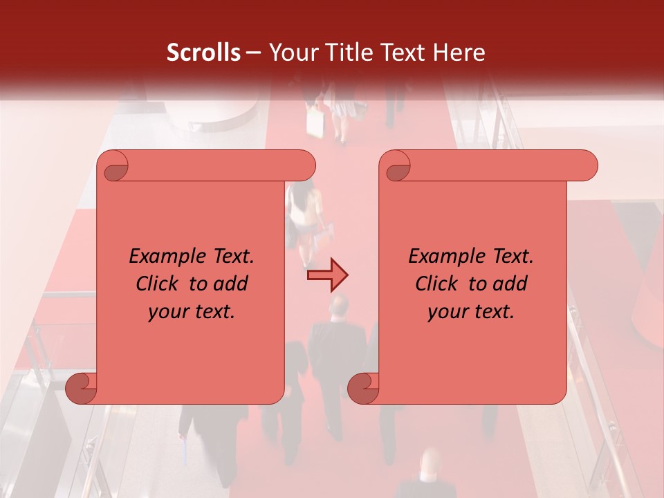 A Group Of People Walking Down A Red Carpeted Hallway PowerPoint Template