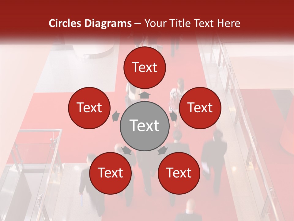 A Group Of People Walking Down A Red Carpeted Hallway PowerPoint Template