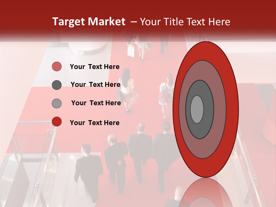 A Group Of People Walking Down A Red Carpeted Hallway PowerPoint Template