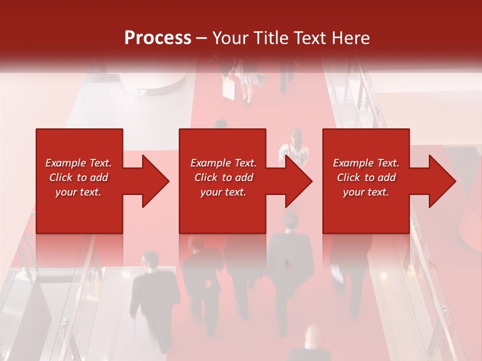 A Group Of People Walking Down A Red Carpeted Hallway PowerPoint Template