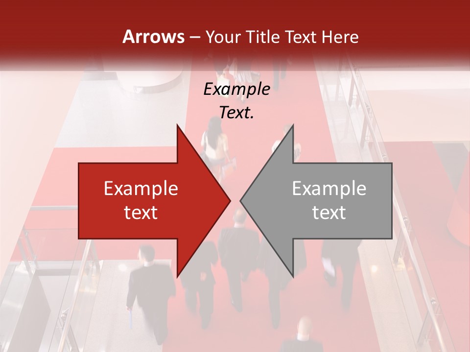 A Group Of People Walking Down A Red Carpeted Hallway PowerPoint Template