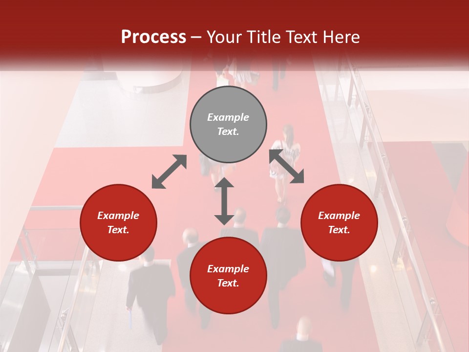 A Group Of People Walking Down A Red Carpeted Hallway PowerPoint Template