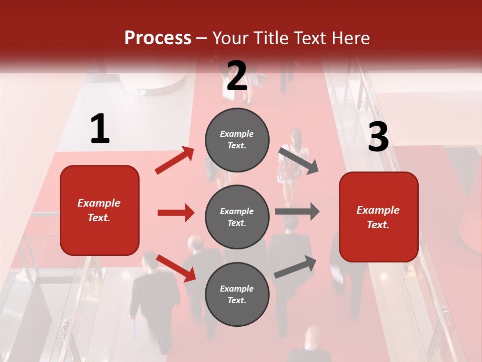 A Group Of People Walking Down A Red Carpeted Hallway PowerPoint Template