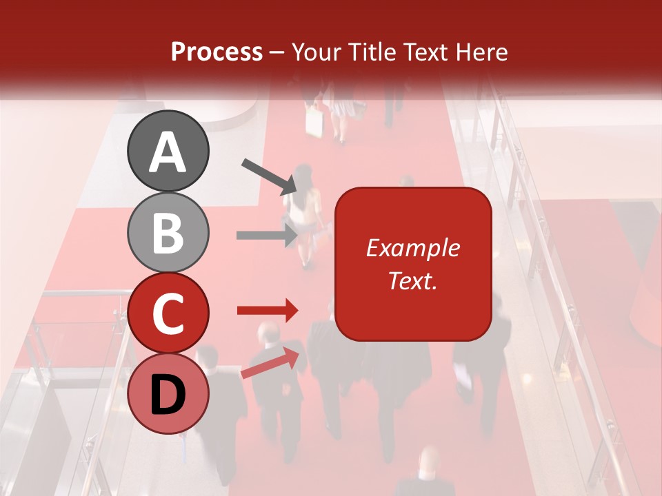 A Group Of People Walking Down A Red Carpeted Hallway PowerPoint Template