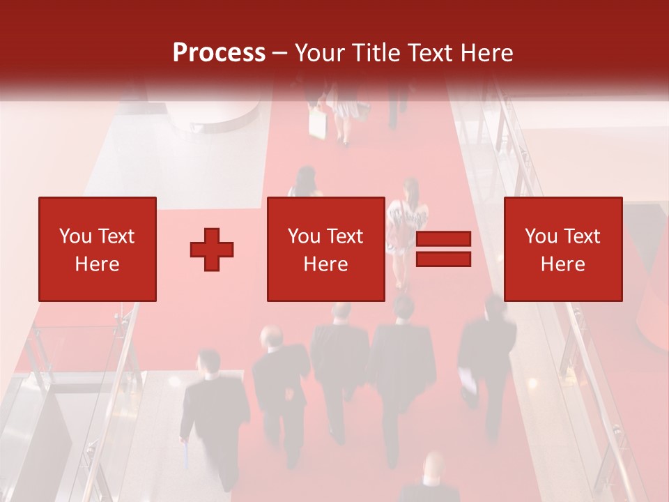 A Group Of People Walking Down A Red Carpeted Hallway PowerPoint Template