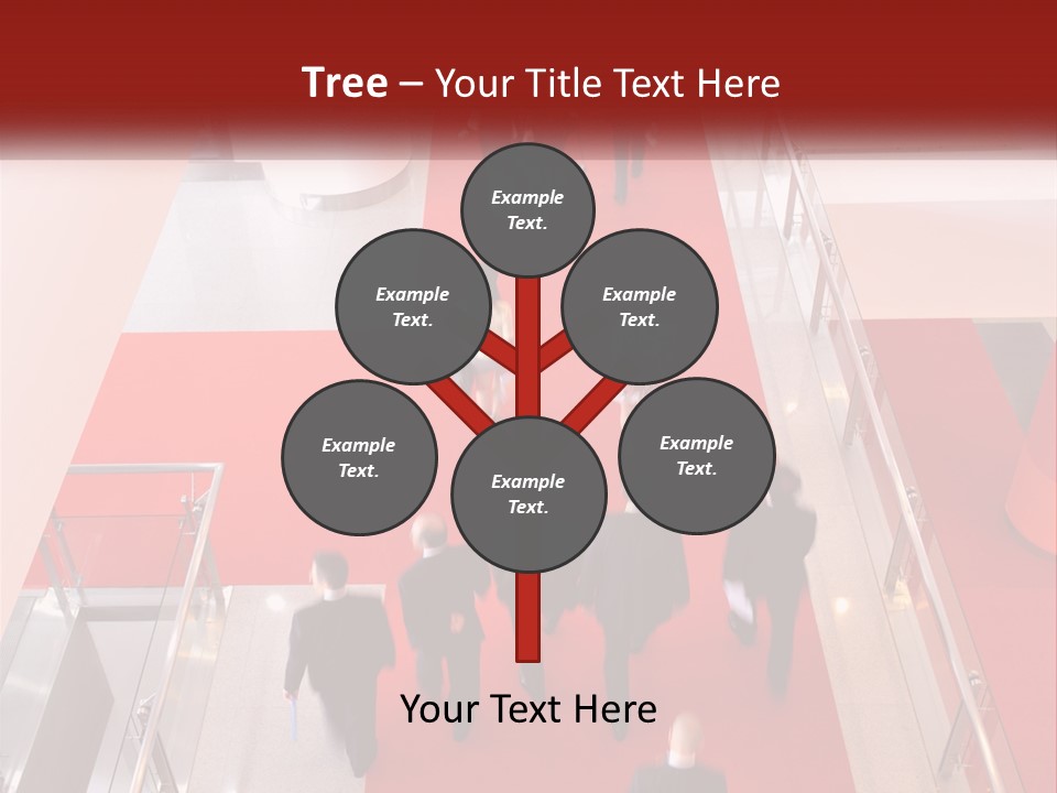 A Group Of People Walking Down A Red Carpeted Hallway PowerPoint Template