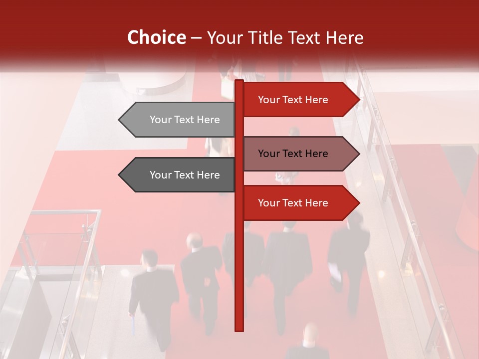 A Group Of People Walking Down A Red Carpeted Hallway PowerPoint Template