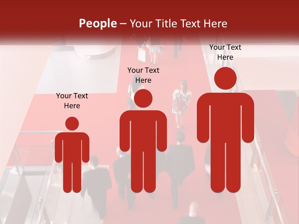 A Group Of People Walking Down A Red Carpeted Hallway PowerPoint Template