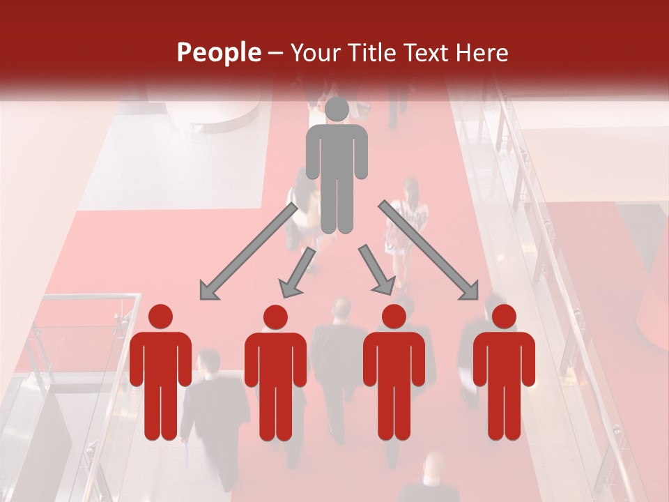 A Group Of People Walking Down A Red Carpeted Hallway PowerPoint Template