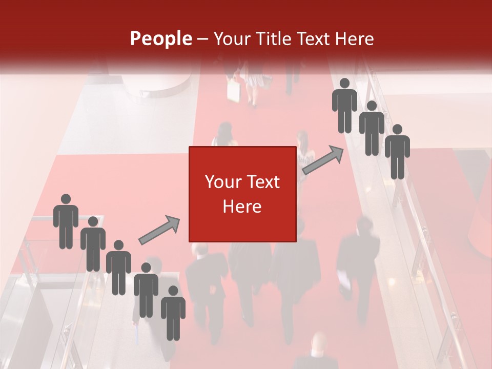 A Group Of People Walking Down A Red Carpeted Hallway PowerPoint Template