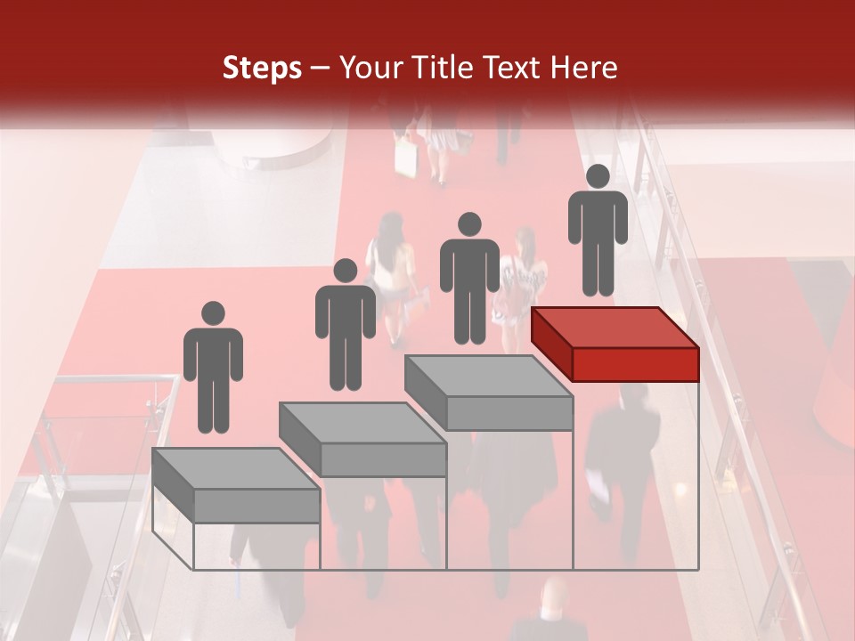 A Group Of People Walking Down A Red Carpeted Hallway PowerPoint Template