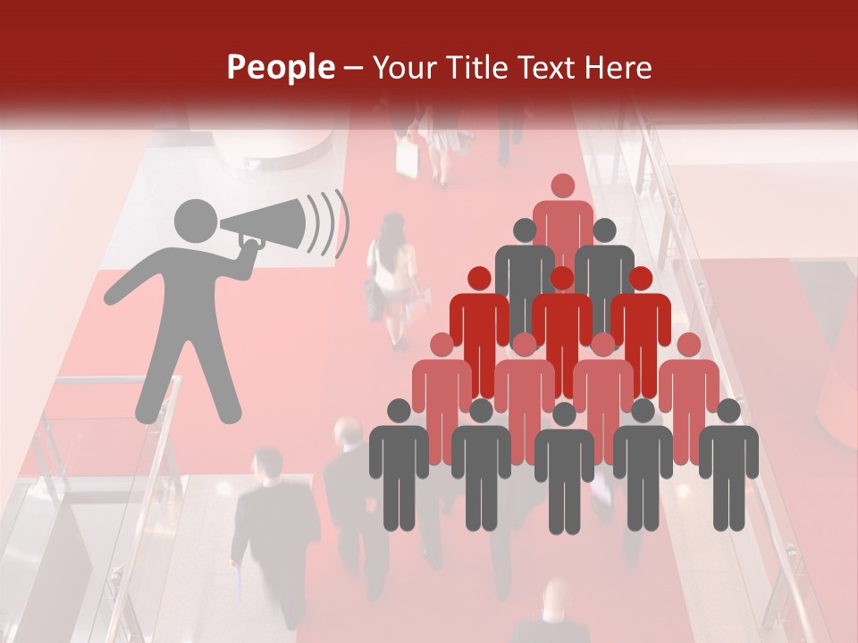 A Group Of People Walking Down A Red Carpeted Hallway PowerPoint Template