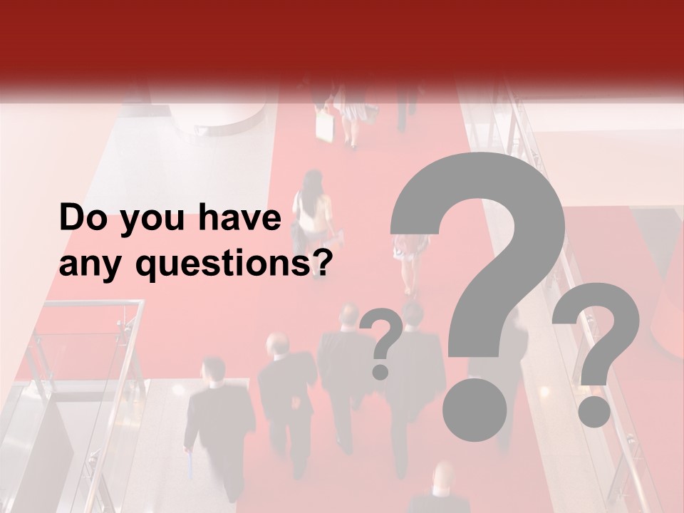 A Group Of People Walking Down A Red Carpeted Hallway PowerPoint Template