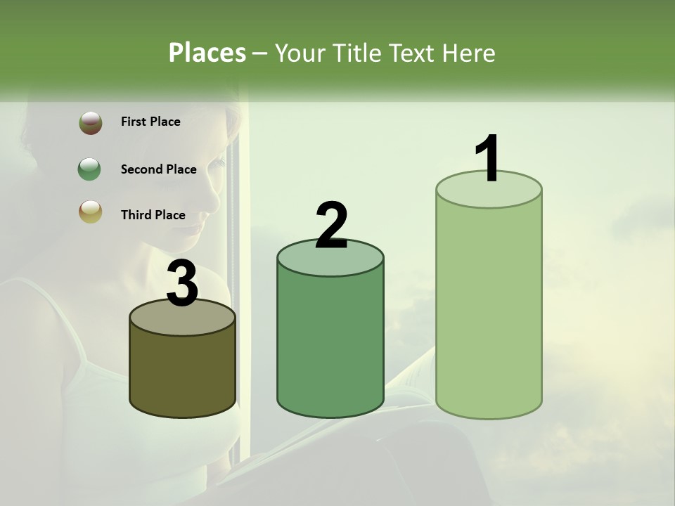 A Woman Sitting On A Window Sill Reading A Book PowerPoint Template