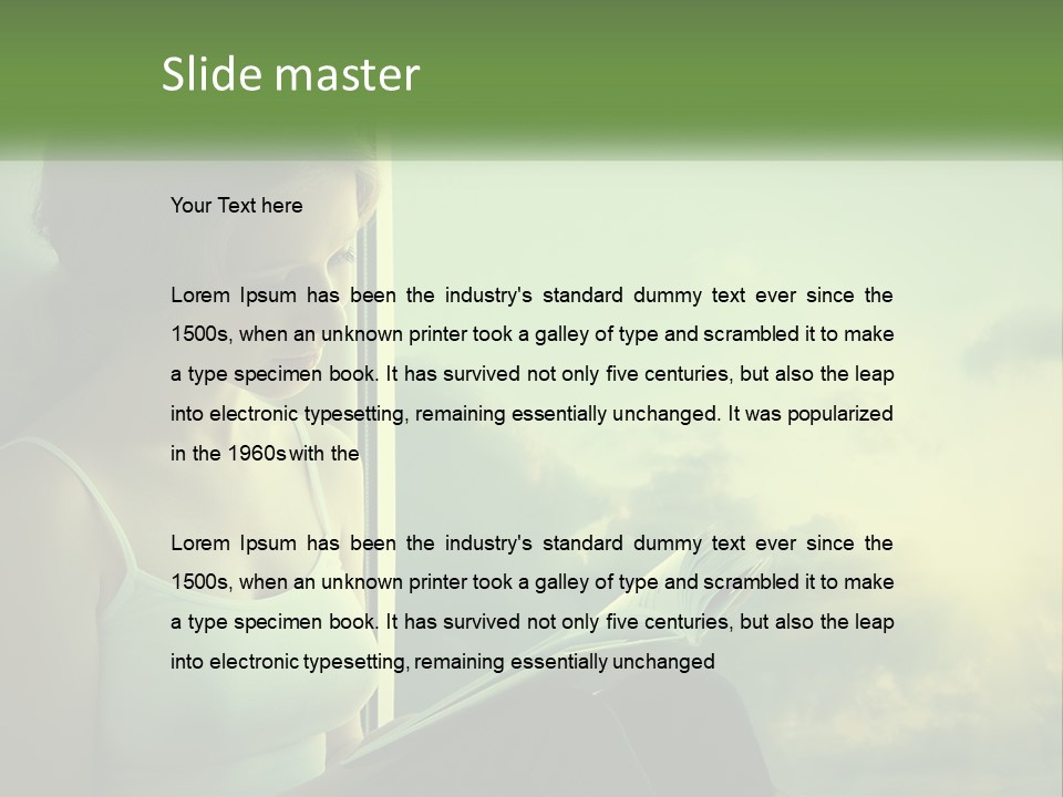 A Woman Sitting On A Window Sill Reading A Book PowerPoint Template