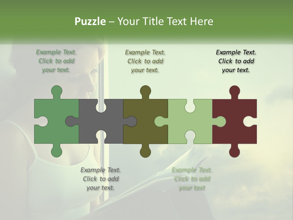 A Woman Sitting On A Window Sill Reading A Book PowerPoint Template