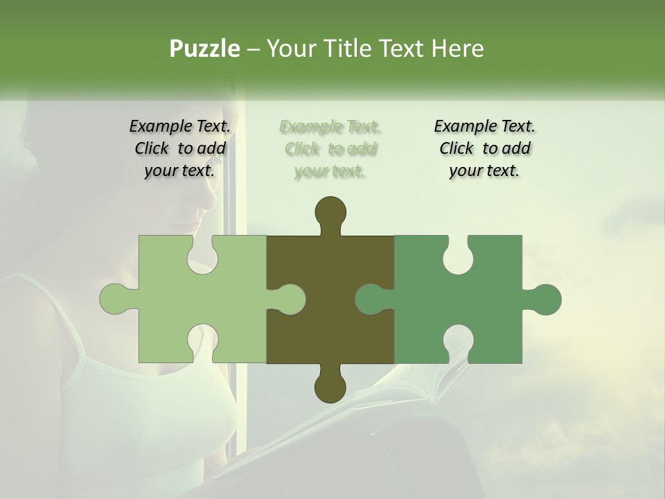 A Woman Sitting On A Window Sill Reading A Book PowerPoint Template