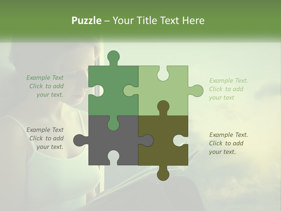 A Woman Sitting On A Window Sill Reading A Book PowerPoint Template