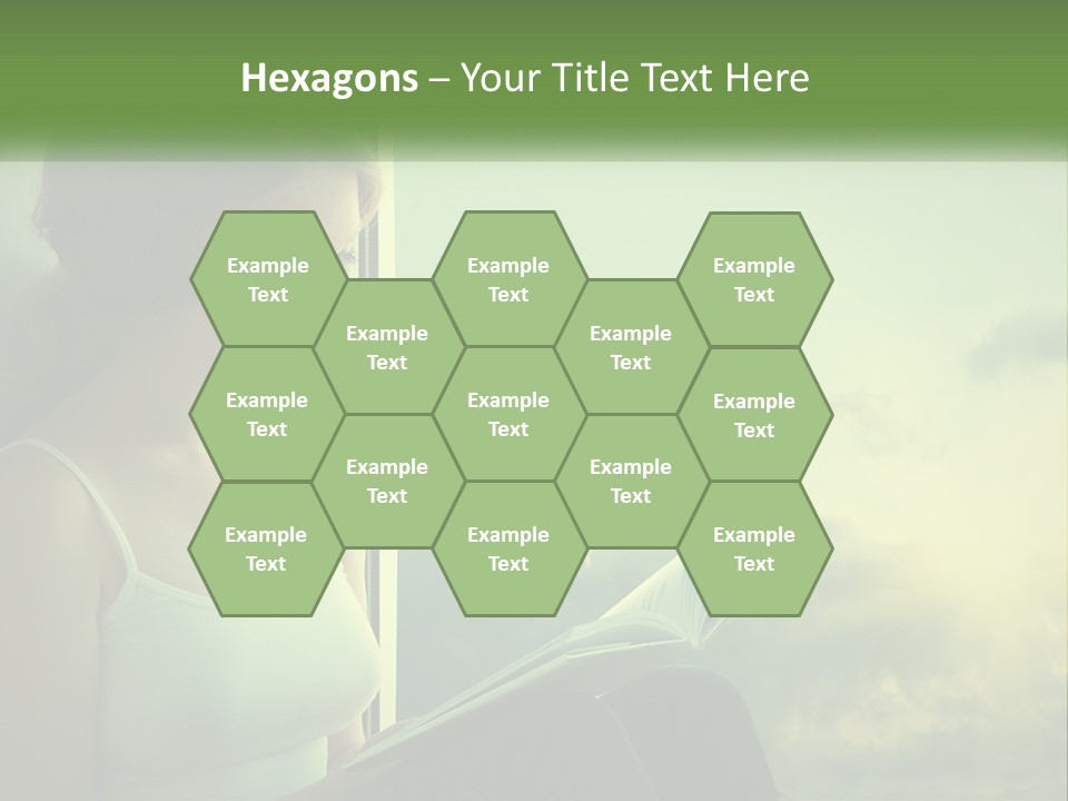 A Woman Sitting On A Window Sill Reading A Book PowerPoint Template