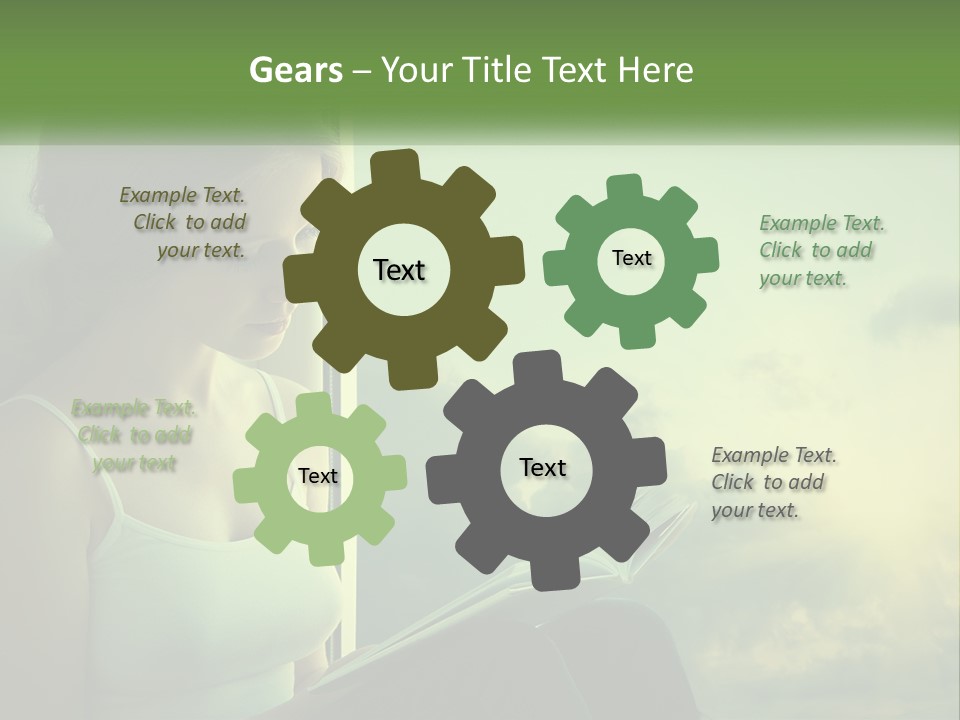 A Woman Sitting On A Window Sill Reading A Book PowerPoint Template