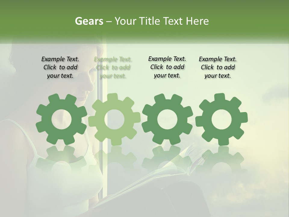 A Woman Sitting On A Window Sill Reading A Book PowerPoint Template