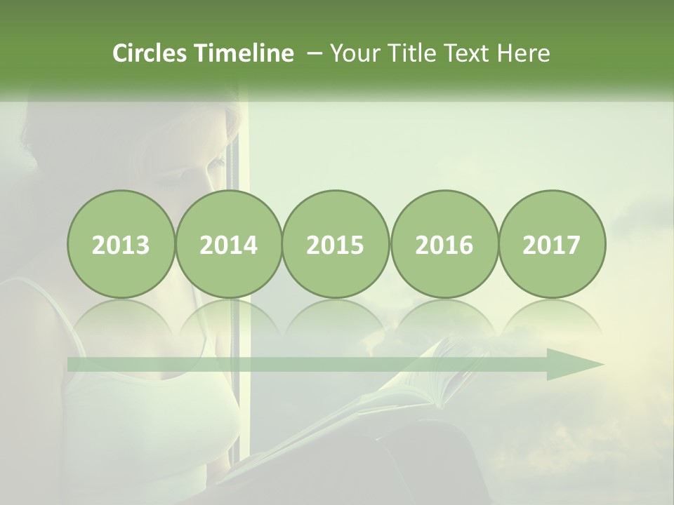 A Woman Sitting On A Window Sill Reading A Book PowerPoint Template