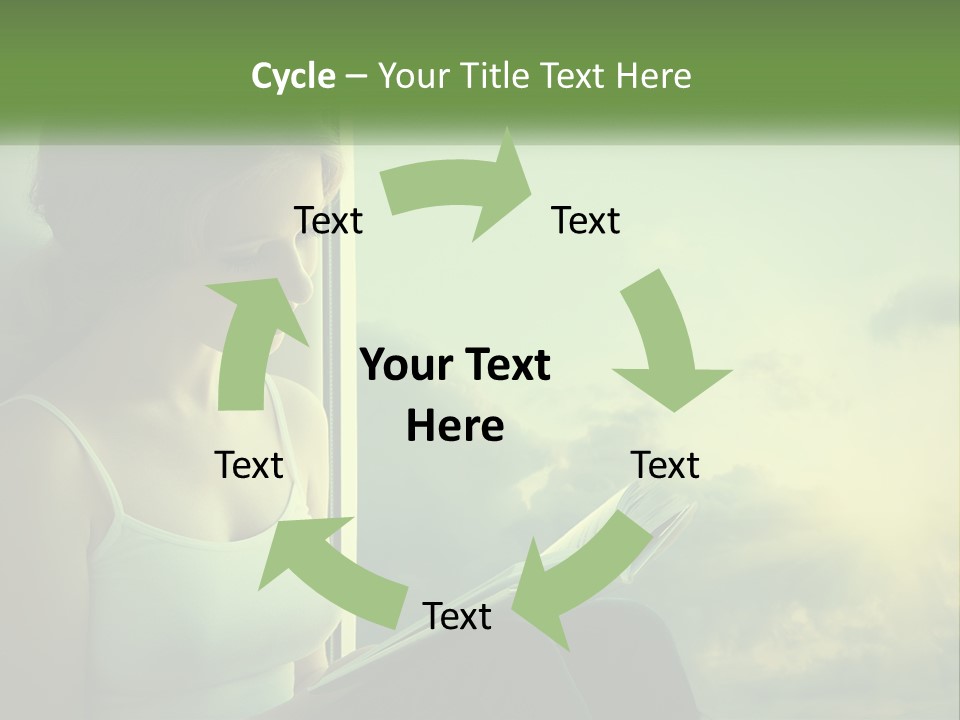 A Woman Sitting On A Window Sill Reading A Book PowerPoint Template