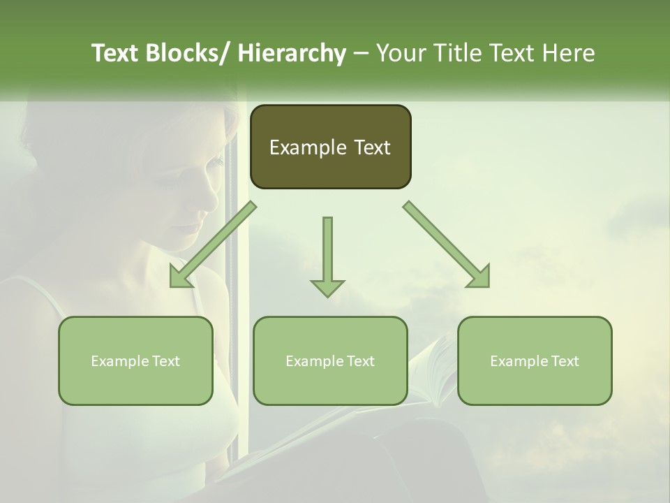 A Woman Sitting On A Window Sill Reading A Book PowerPoint Template