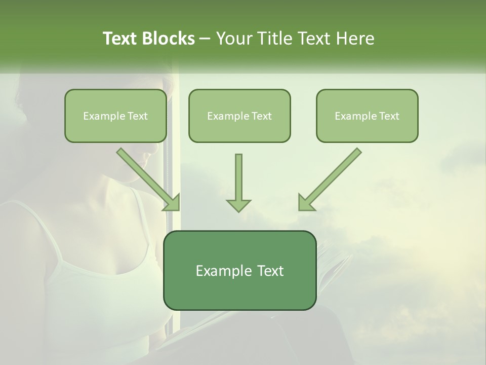 A Woman Sitting On A Window Sill Reading A Book PowerPoint Template