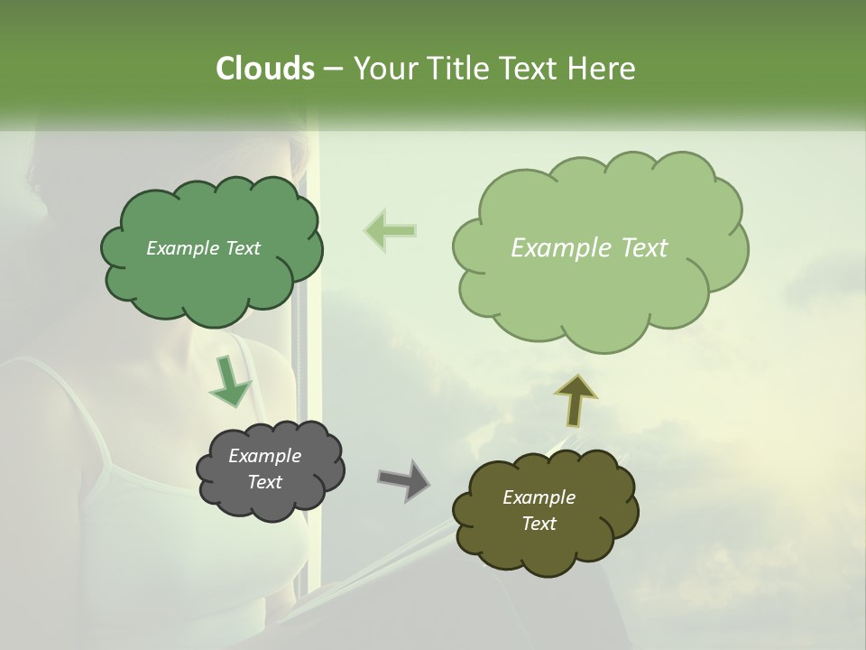 A Woman Sitting On A Window Sill Reading A Book PowerPoint Template