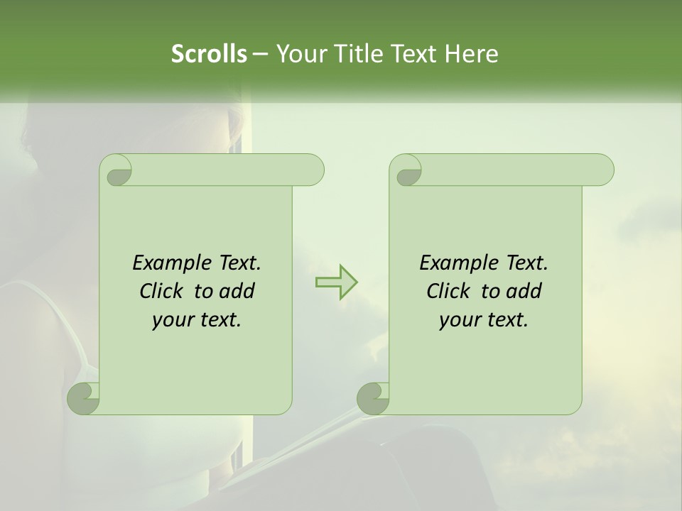 A Woman Sitting On A Window Sill Reading A Book PowerPoint Template