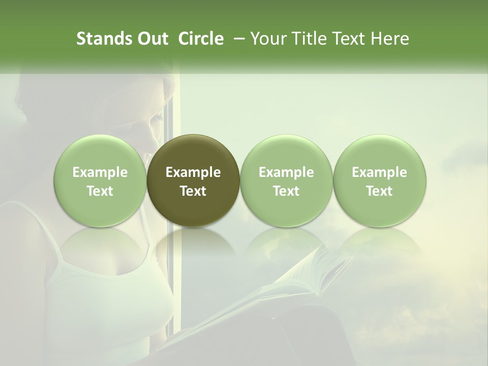 A Woman Sitting On A Window Sill Reading A Book PowerPoint Template