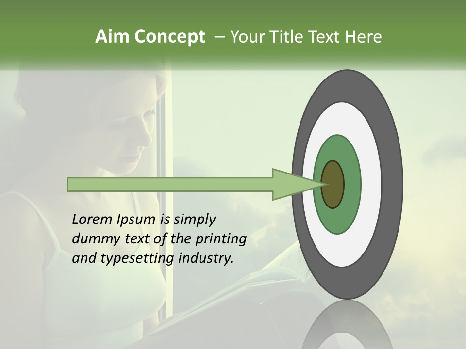 A Woman Sitting On A Window Sill Reading A Book PowerPoint Template