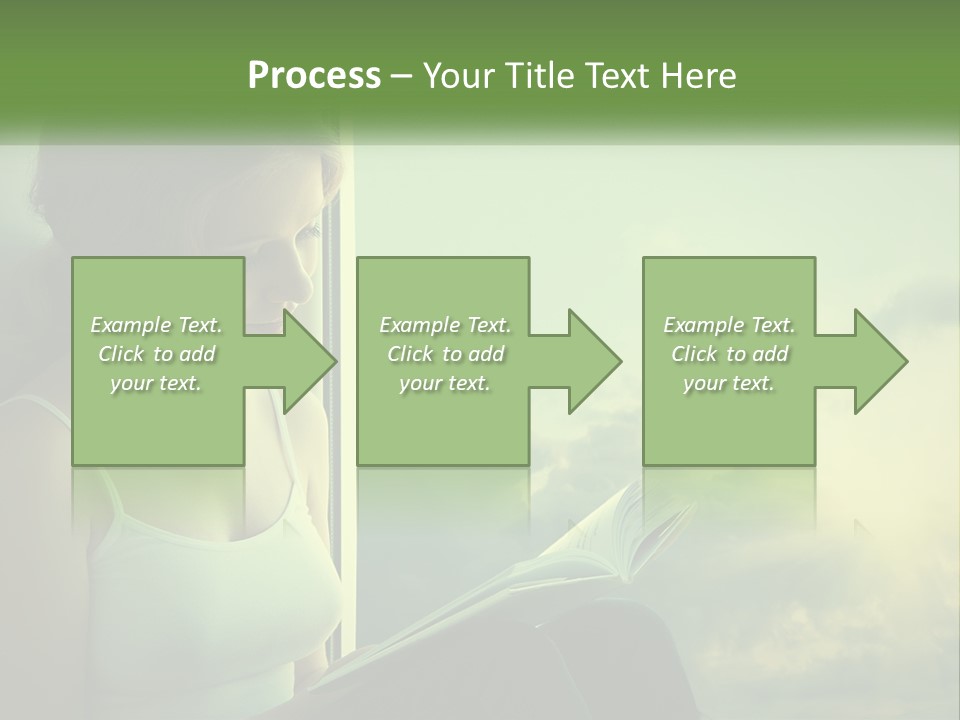 A Woman Sitting On A Window Sill Reading A Book PowerPoint Template
