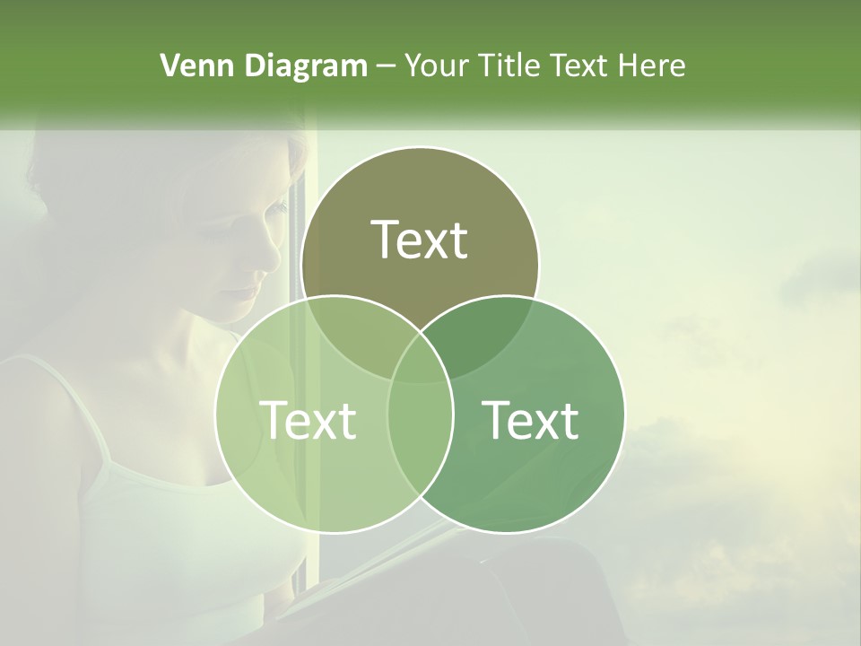 A Woman Sitting On A Window Sill Reading A Book PowerPoint Template
