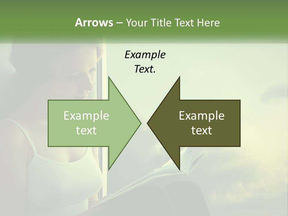 A Woman Sitting On A Window Sill Reading A Book PowerPoint Template