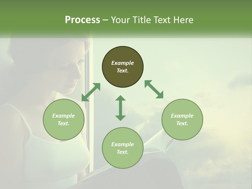 A Woman Sitting On A Window Sill Reading A Book PowerPoint Template