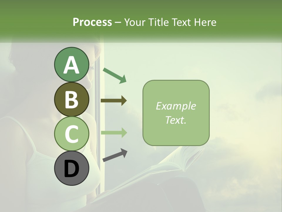 A Woman Sitting On A Window Sill Reading A Book PowerPoint Template
