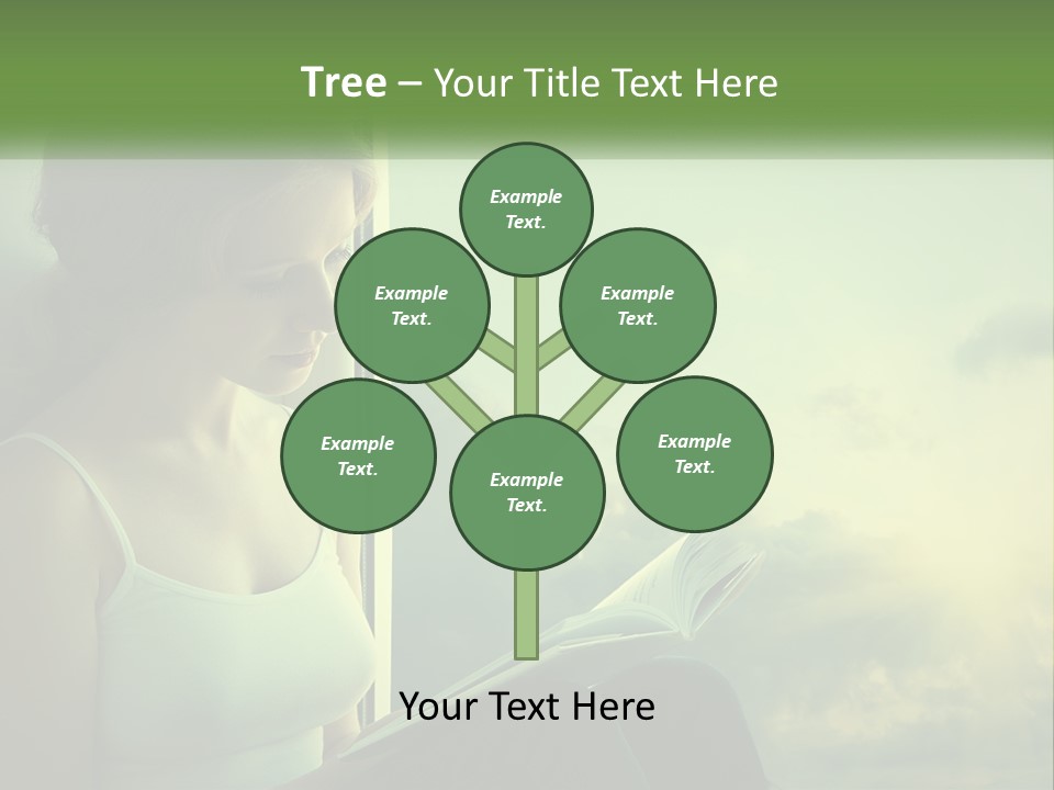A Woman Sitting On A Window Sill Reading A Book PowerPoint Template