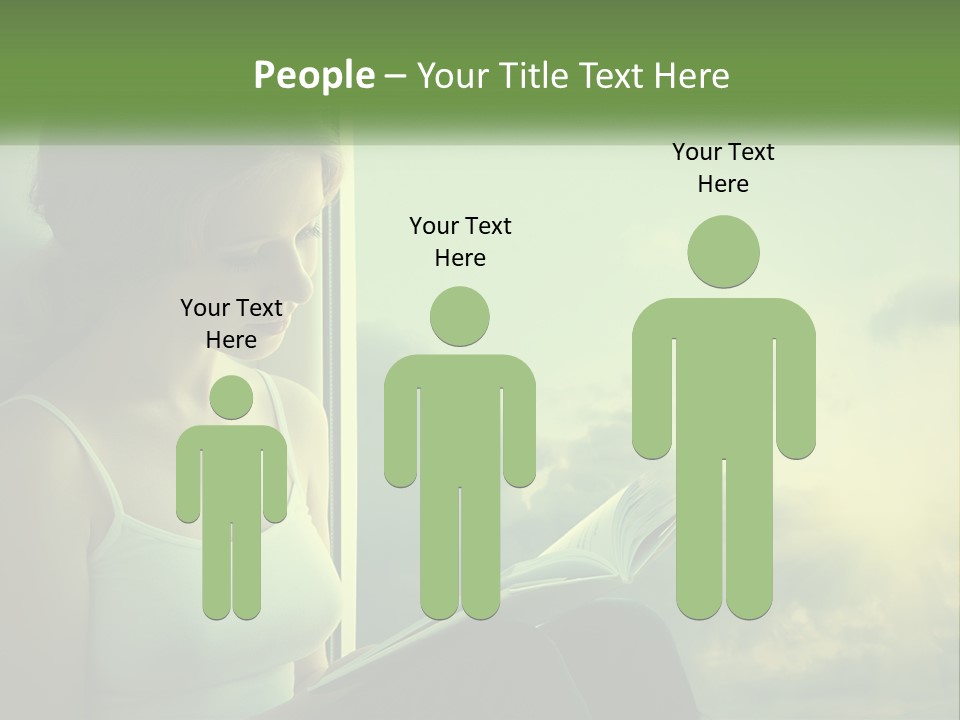 A Woman Sitting On A Window Sill Reading A Book PowerPoint Template