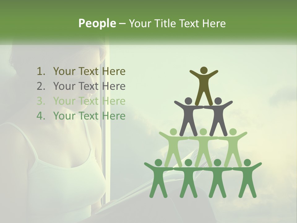 A Woman Sitting On A Window Sill Reading A Book PowerPoint Template