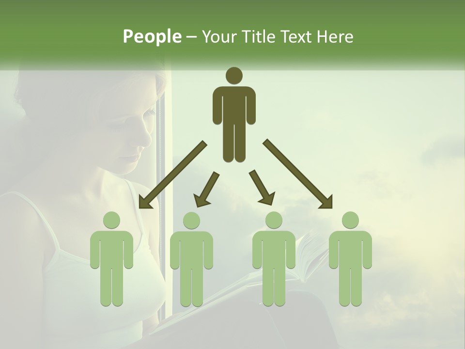 A Woman Sitting On A Window Sill Reading A Book PowerPoint Template